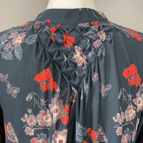 Free People Pebble Crepe So Fine Smocked Raw Hem Tunic Top. Size Small. - Picture 8 of 14